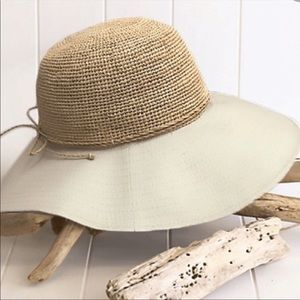 NWT Helen Kaminski 50% Raffia Linen Wide Brim Sun Hat
